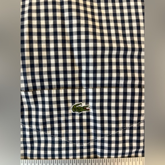 Lacoste mens short sleeve checkered button down shirt size 46 - Picture 6 of 9